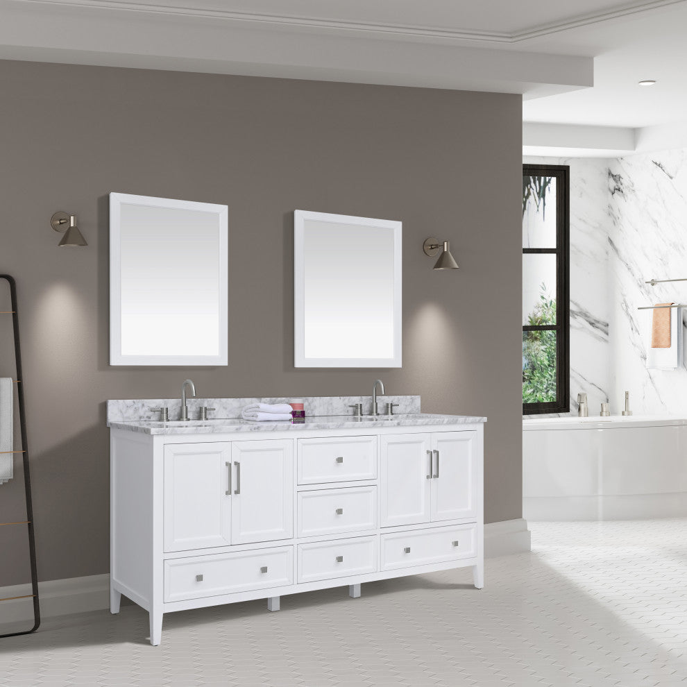 Avanity Everette 72 in. Double Vanity Only in White