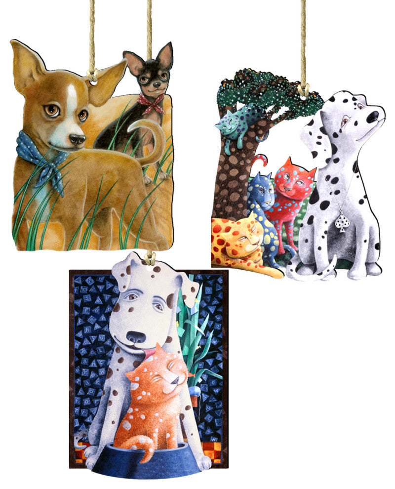Pets wooden Ornaments Set of 3