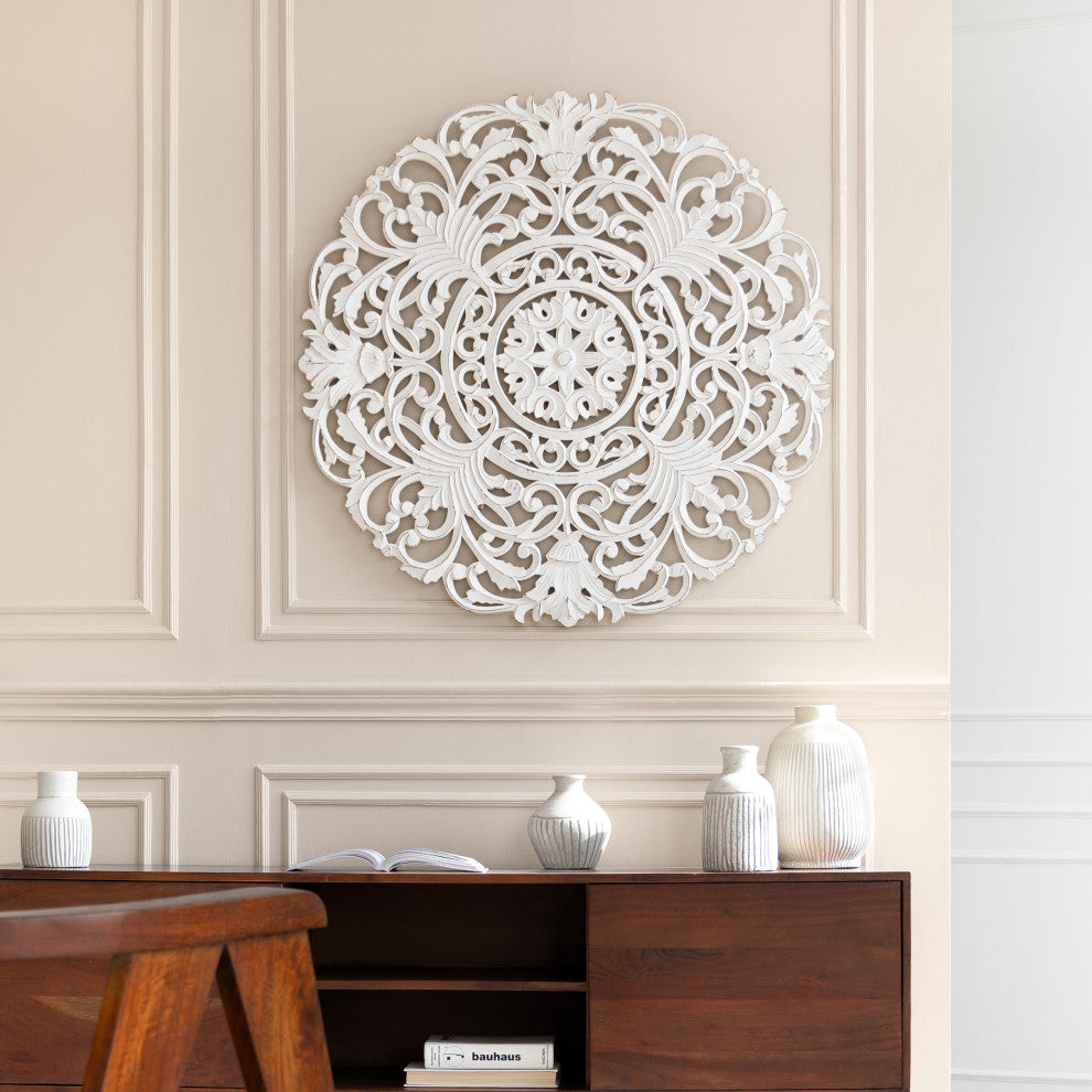 Frasso White Wall Medallion, White