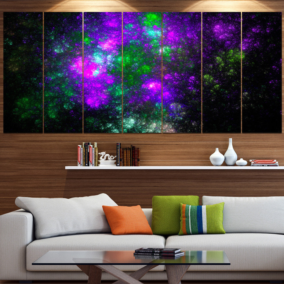 Explosion Supernova Fractal Art, Abstract Canvas Art Print, 83"x32", 7 Panels