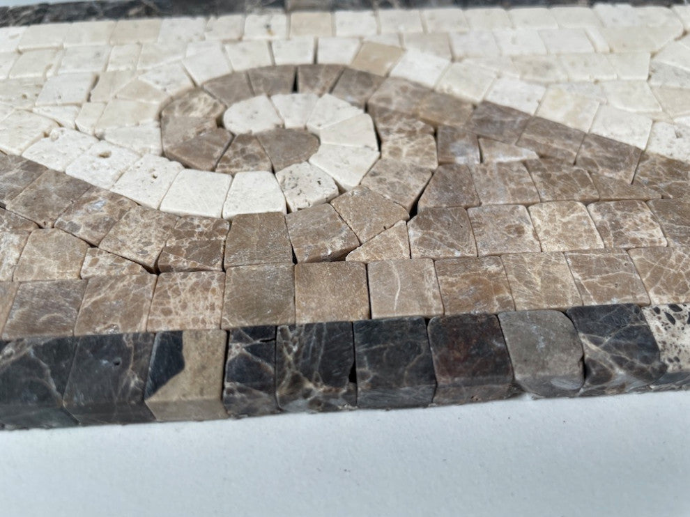 Marble Mosaic Border Listello Insert Tile Surf Emperador 4x12 Tumbled, 1 piece