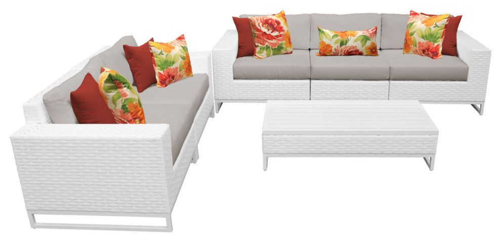 Miami 6 Piece Outdoor Wicker Patio Furniture Set 06i