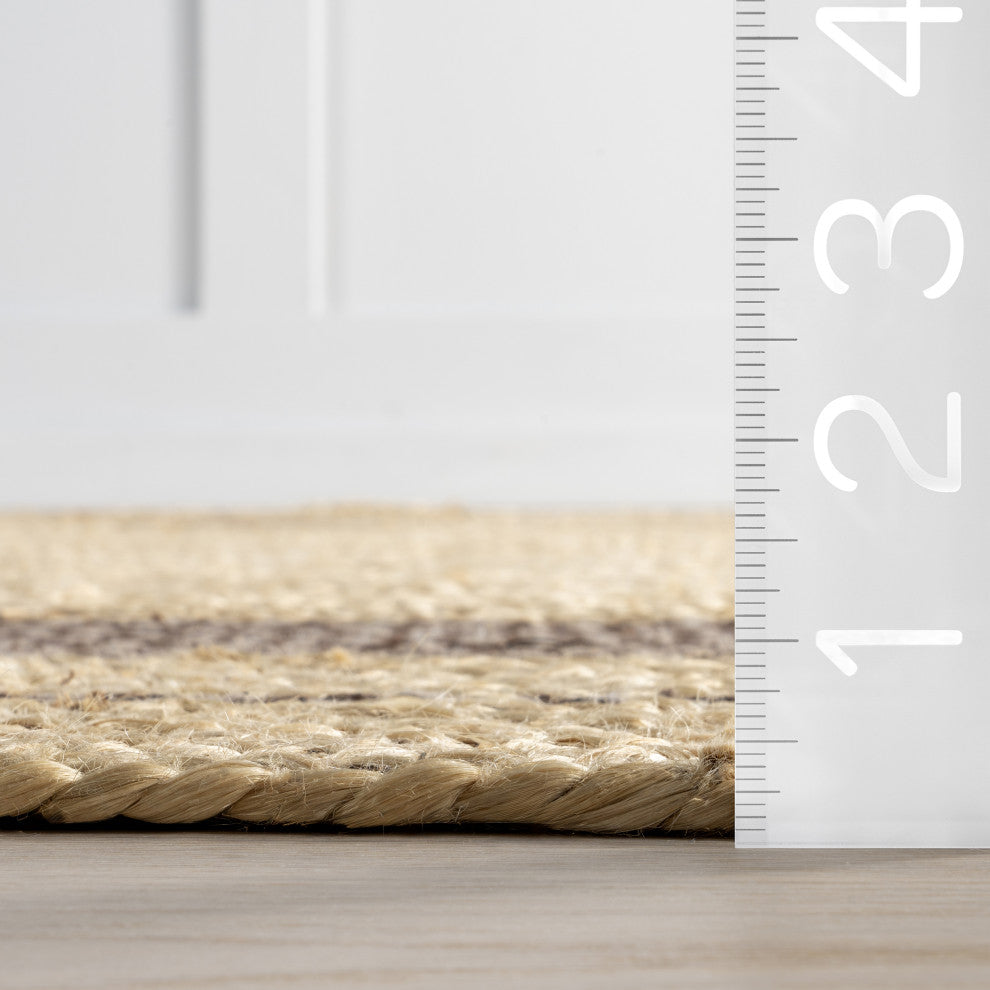 Cottage Oval Jute Area Rug, Dark Brown 10'x14'