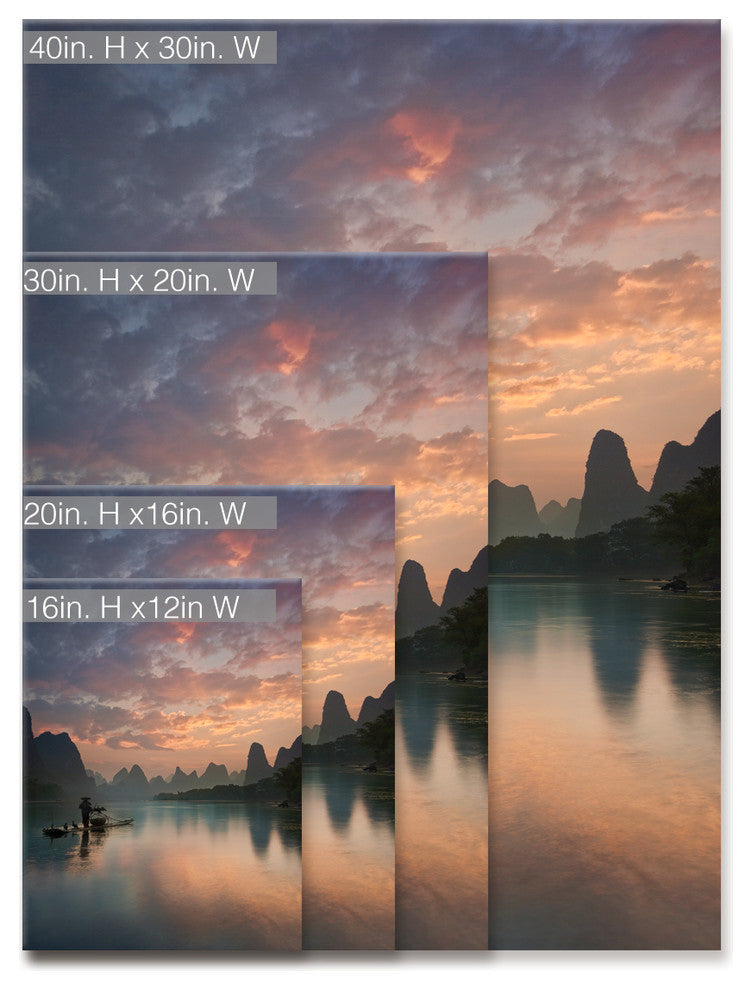 Ready2HangArt ''Li River Sunrise'' Wrapped Canvas Wall Decor, 20"x30"