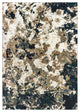 HomeRoots 5' x 8' Ivory Navy Abstract Marble Indoor Area Rug