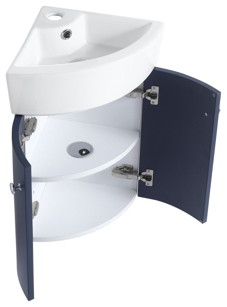 TATEUS Corner Bathroom Vanity Sink for Small Space Wall Mounted Cabinet Set