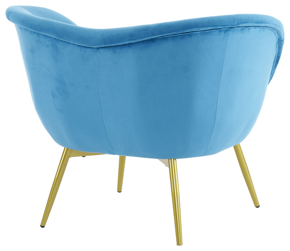 GDF Studio Modern Velvet Accent Chair With Gold Metal Legs, Teal