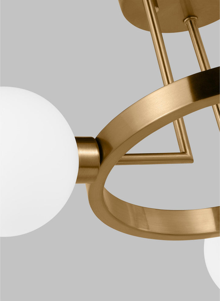 Clybourn Three Light Semi-Flush Mount, Satin Brass