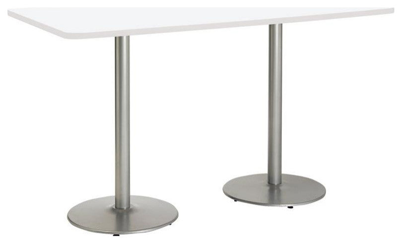KFI Mode 42" x 96" Conference Table White Round Silver Base Bistro Height
