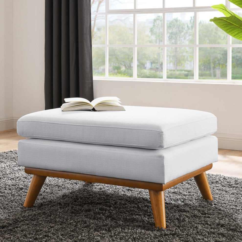 Accent Chair Ottoman, Fabric, White, Modern, Living Lounge Hotel Hospitality