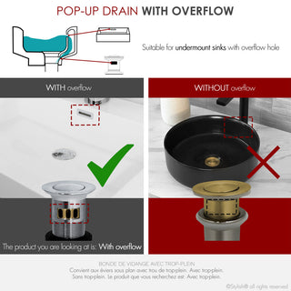 STYLISH Polished Chrome Pop-Up Bathroom Sink with Overflow