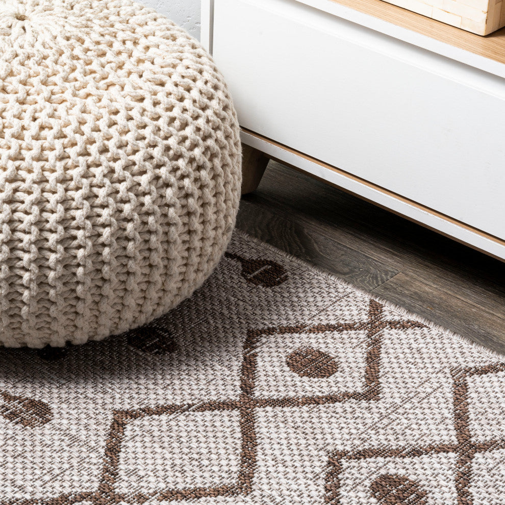 Nokat Tribal Bohemian Indoor/Outdoor Beige/Brown 2 ft. x 8 ft. Runner Rug