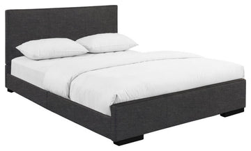 Grey Upholstered Queen Platform Bed