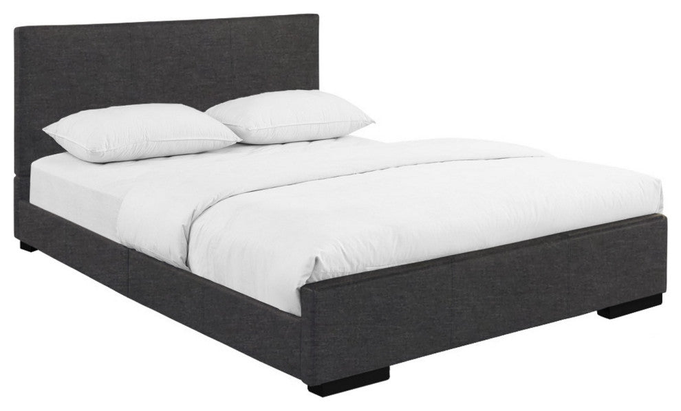 Grey Upholstered Queen Platform Bed