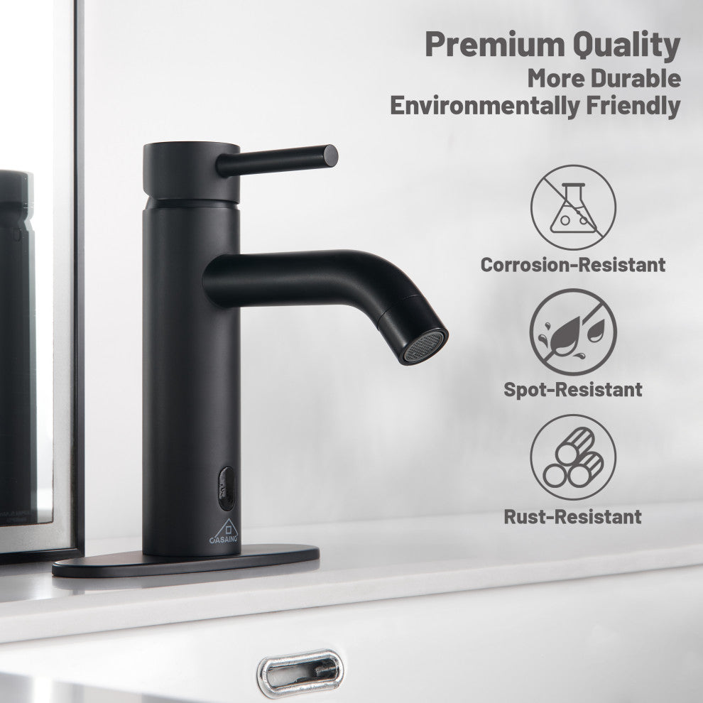 Infrared Sensor Single Handle Bathroom Basin Faucet with Pop-Up Drain