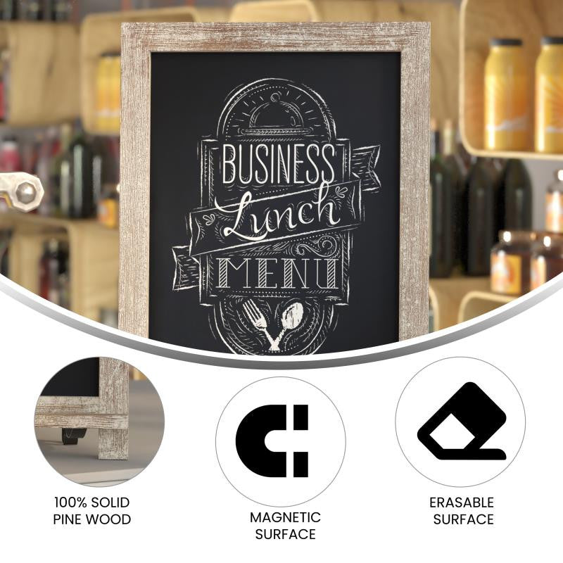 Canterbury Magnetic Chalkboard WithMetal Scrolled Legs, Hang or Countertop Board, 12" X 17" - Weathered Brown