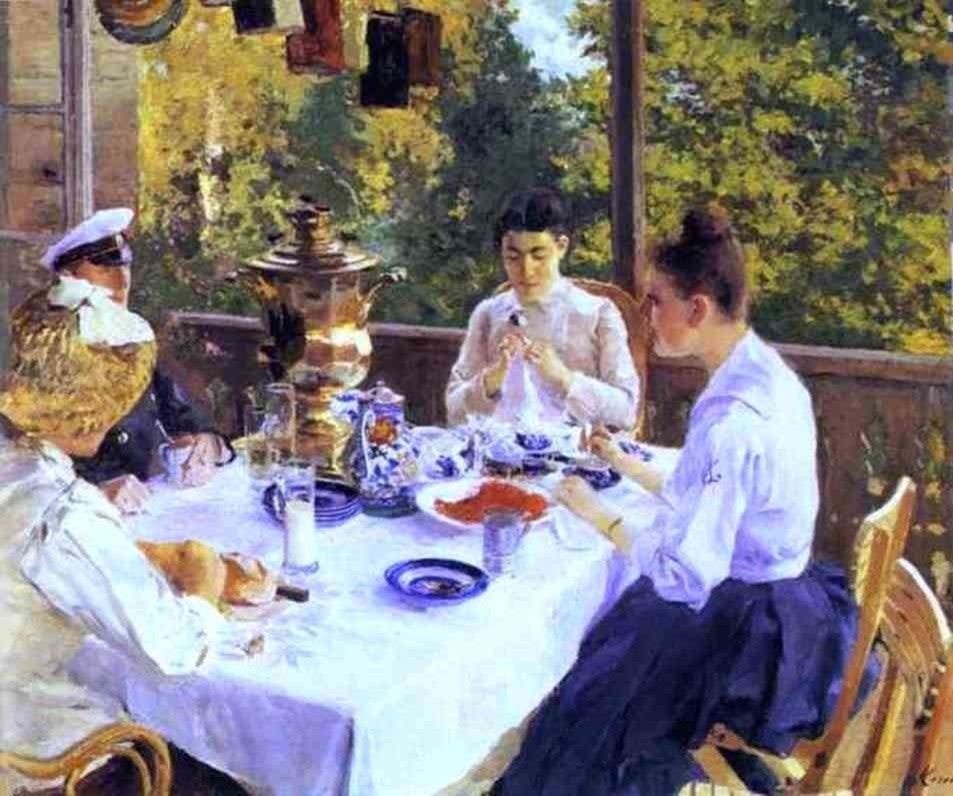 Constantin Alexeevich Korovin At a Tea Table, 20"x25" Wall Decal