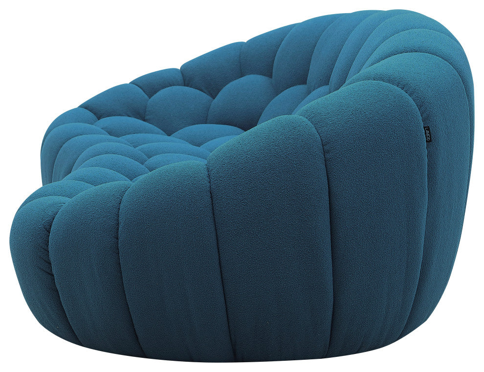 Divani Casa Yolonda Modern Curved Dark Teal Fabric Loveseat