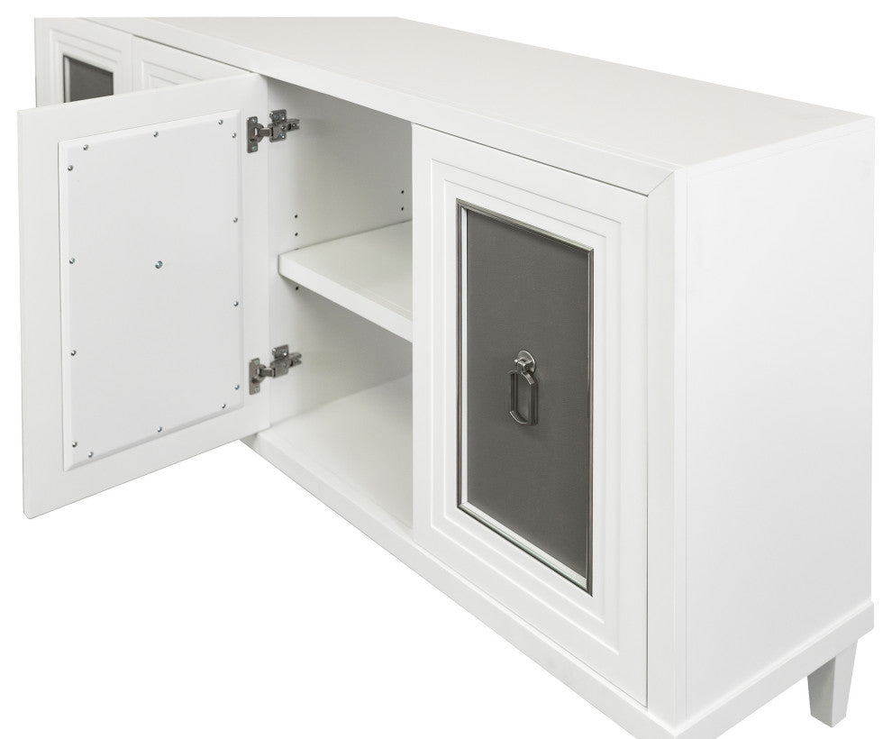Modern Wood 70" Console With With doors, TV Stand, Fully Assembled, White