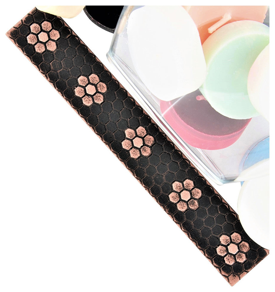 Floral Hex Metal  Tile Trim 1"x6", Set of 5, Oil Rubbed Bronze