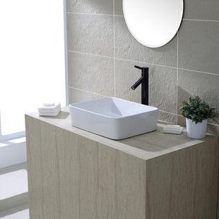 Elavo Ceramic Rectangle Vessel White Sink, PU Drain Oil Rubbed Bronze