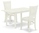 3Pc Kitchen Set 2 Wood Dining Chairs, Small Butterfly Leaf Table, Linen White
