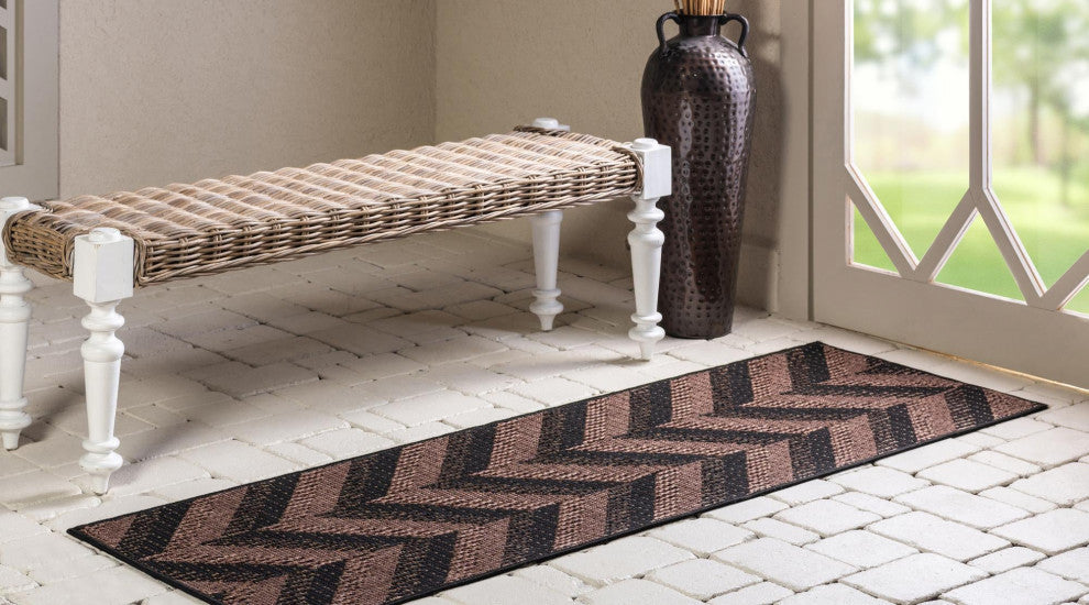 Rug Unique Loom Outdoor Modern Brown Runner 2' 2 x 6' 0