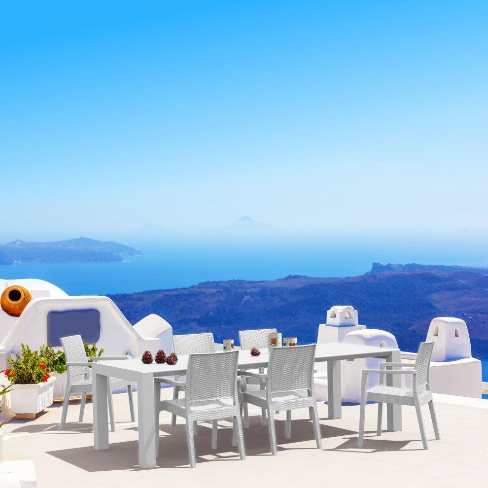 Compamia Ibiza 7-Piece Extendable Wickerlook Dining Set, White