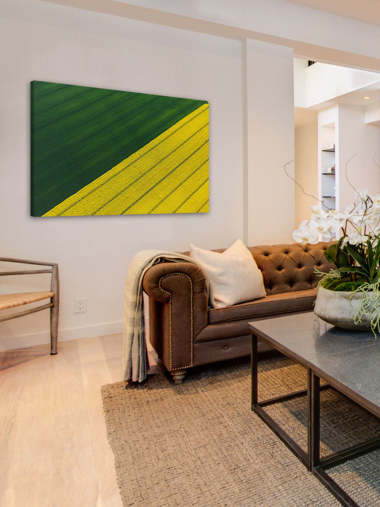 "Green and Yellow Crops" Painting Print on Wrapped Canvas