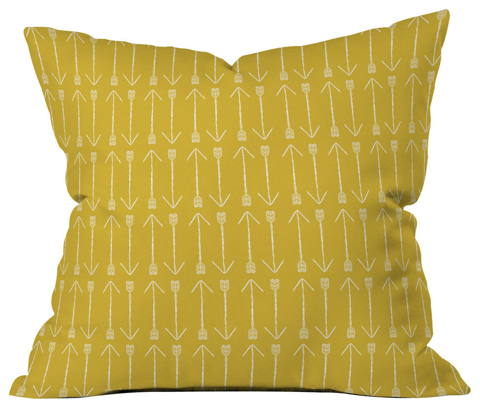 Allyson Johnson Chartreuse Arrows Throw Pillow, 16"x16"
