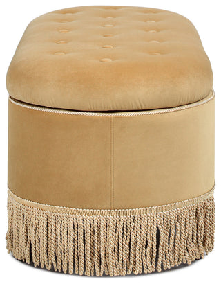 Melinda 48.5" Bullion Fringe Oval Storage Bench, Gold