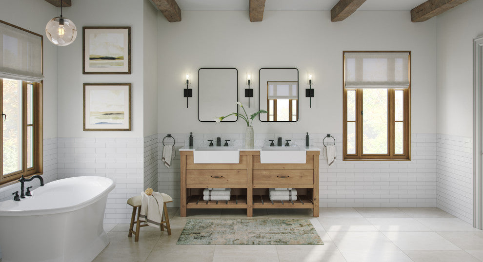 Bosque Bath Vanity, Weathered Fir, 72", Double Sink, Farmhouse, Freestanding
