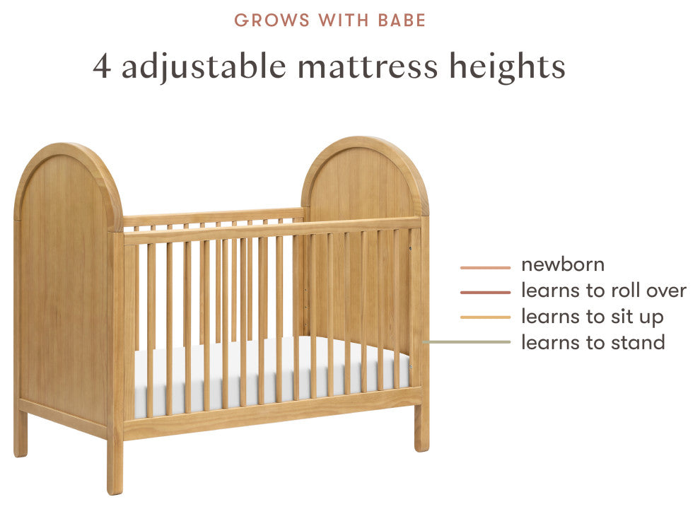 Bondi Cane 3-in-1 Convertible Crib with Toddler Bed Conversion Kit, Honey, Wood