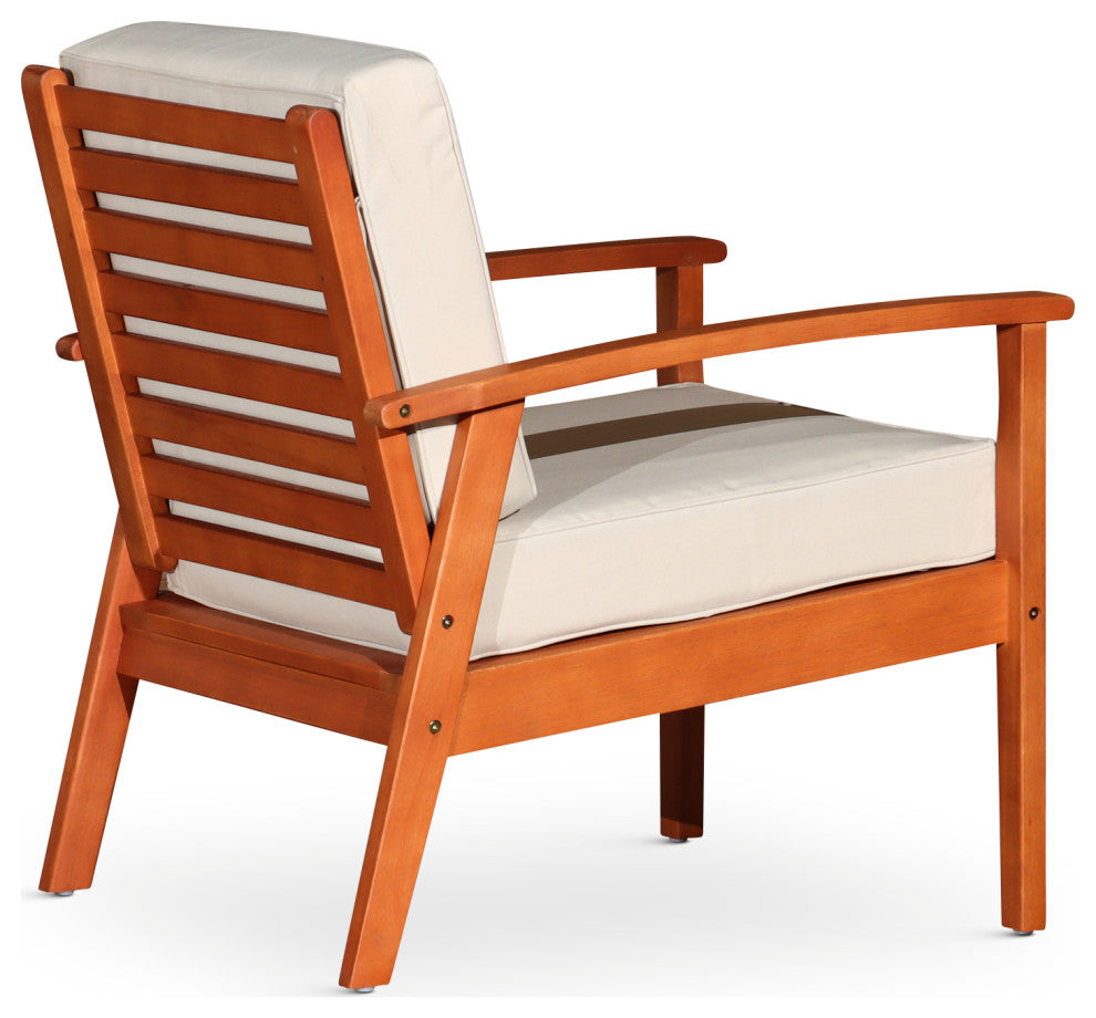 DTY Outdoor Living Longs Peak Eucalyptus Chair W/ Cushions, Natural Oil, Burgund