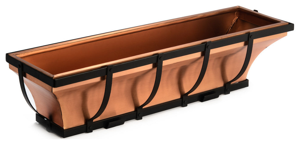 H Potter Copper Window Box Outdoor Decor, 30"