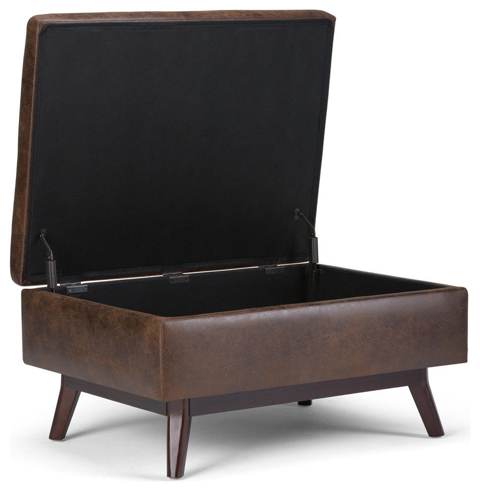 Owen Coffee Table Storage Ottoman, Distressed Chestnut Brown