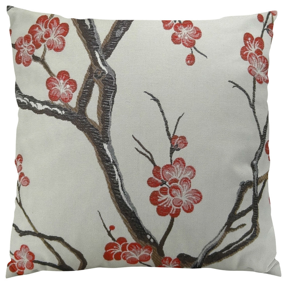Plutus Japanese Blossom Handmade Throw Pillow, Double Sided 26"x26"