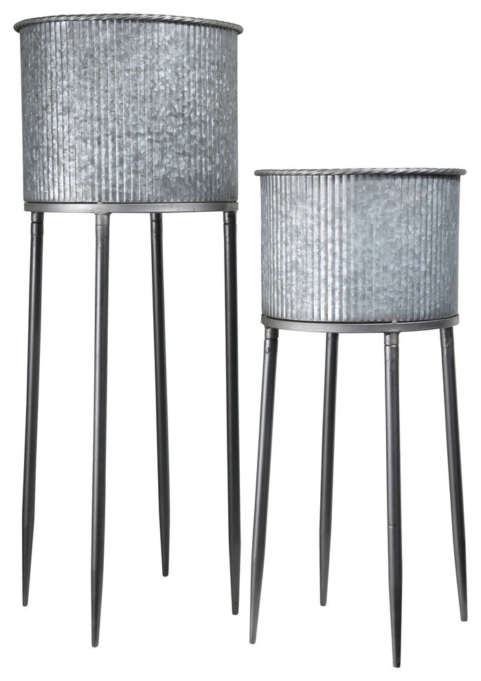 UTC55118 Metal Planter Galvanized Gray