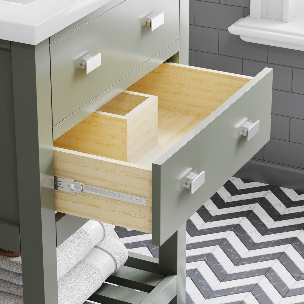 Viola 24" Integrated Ceramic Sink Top Vanity, Glacial Green, Vanity With Faucet