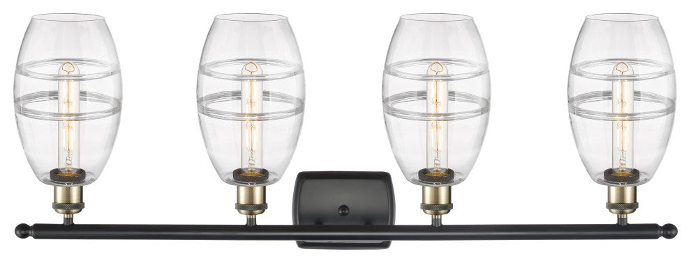 Ballston-Vaz 4-Light 36" Bath Vanity Light, Black Antique Brass, Clear