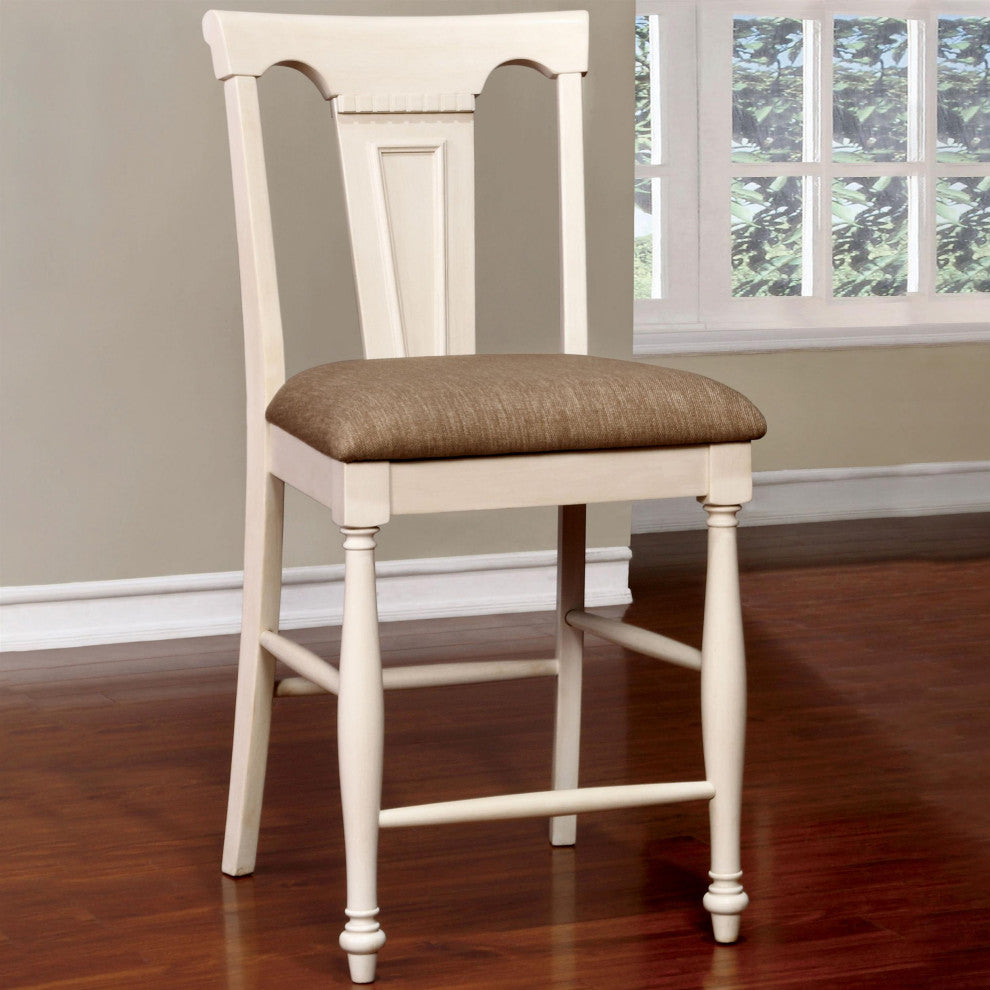 Furniture of America Hendrix Wood Counter Height Chair in White (Set of 2)