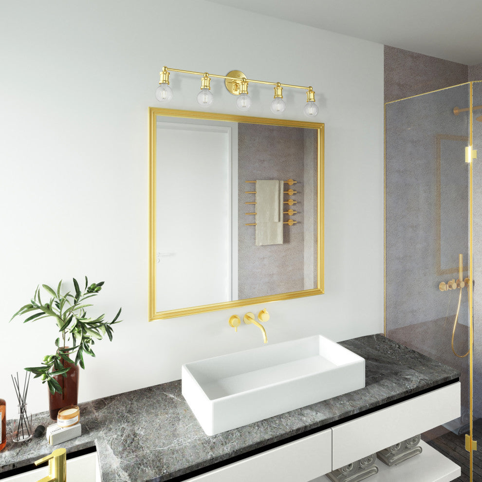 Lansdale 5 Light Polished Brass ADA Large Vanity Sconce