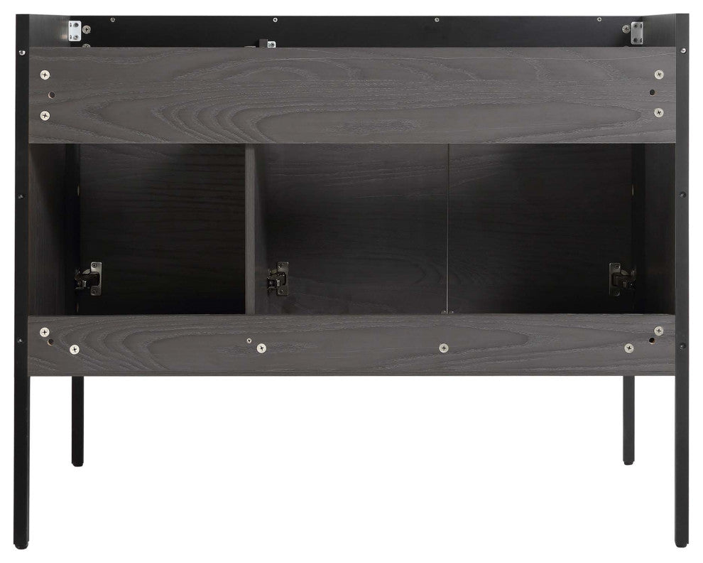 Oakville Bath Vanity, Ceramic Sink, Black Coal Oak, 42 Inch, Black Hardware