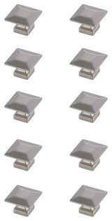 KB2025-NK-10PK Cecil 1.3" Square Knob Multipack, Set of 10, Brushed Nickel