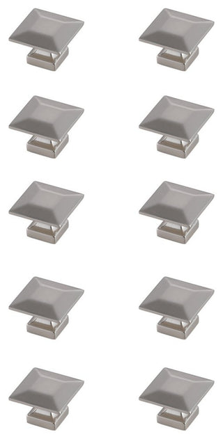KB2025-NK-10PK Cecil 1.3" Square Knob Multipack, Set of 10, Brushed Nickel