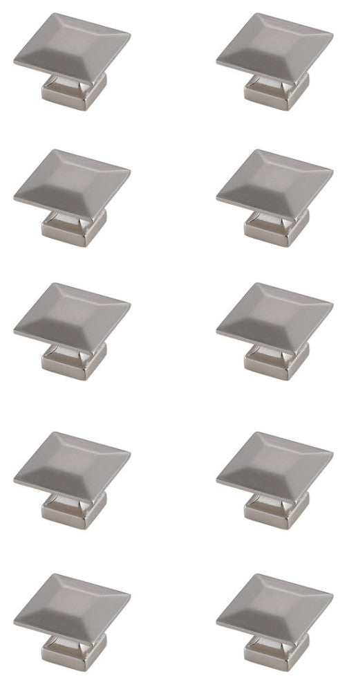 KB2025-NK-10PK Cecil 1.3" Square Knob Multipack, Set of 10, Brushed Nickel