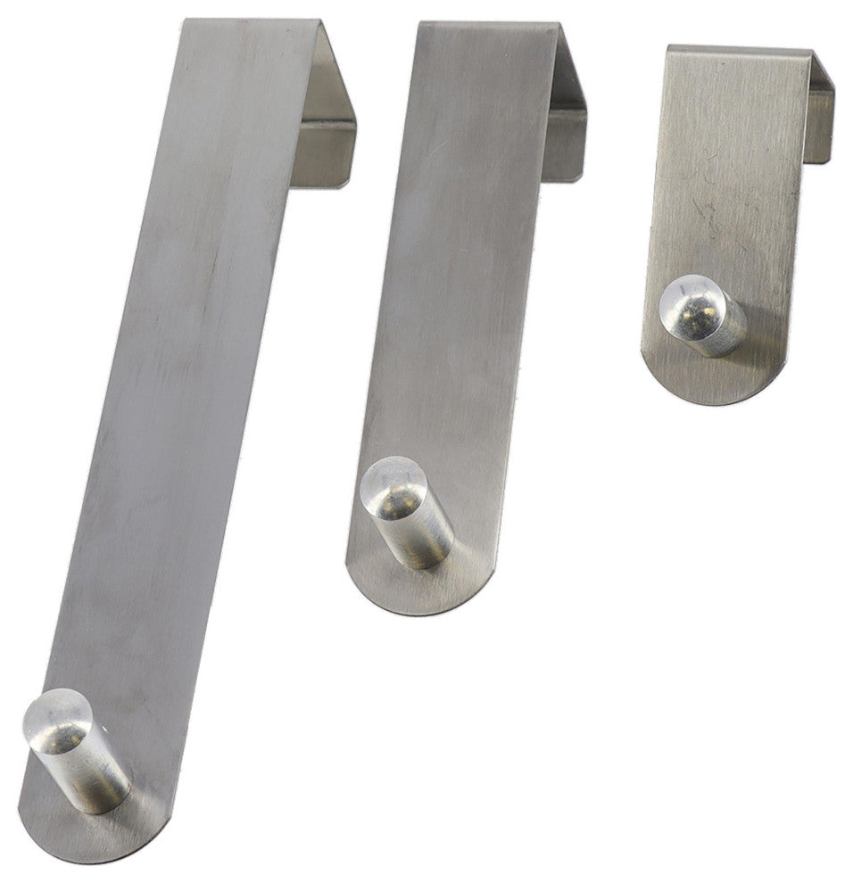 Over The Door Hooks - 3-Piece Door Hanger Set for Clothing and Accessories, Silver