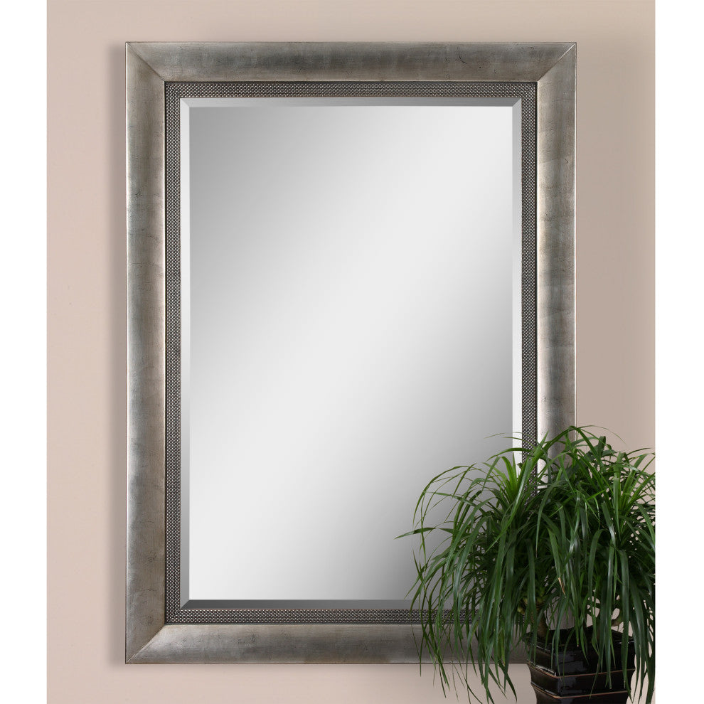 Uttermost Gilford Contemporary Wood Mirror in Antique Silver/Black/Gray