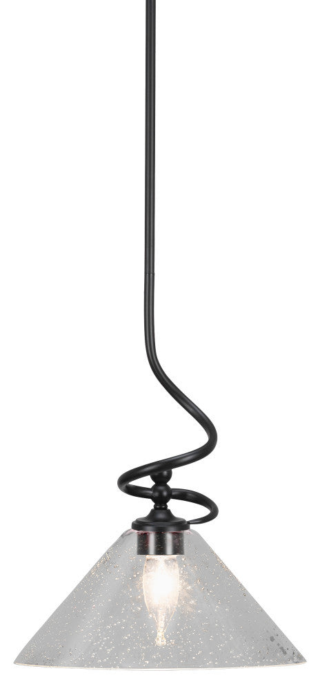Capri 1-Light Mini Pendant with Hang Straight Swivel, Matte Black/Clear Bubble