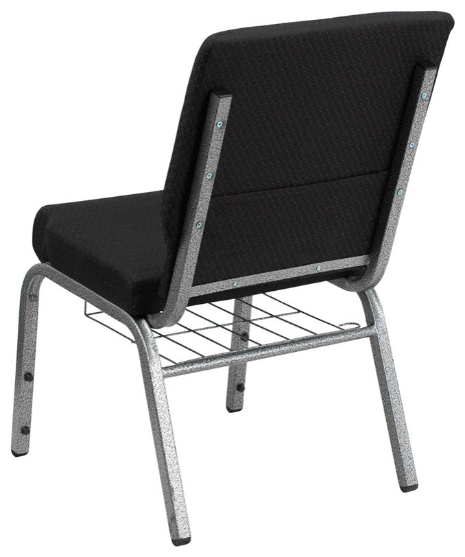 18.5''W Chair in Black Patterned Fabric with Cup Book Rack
